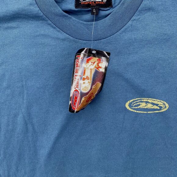 Pipeline Shirt Men Size Large USA Made BLUE Surf Wave Kona North Shore Graphic - Picture 8 of 10